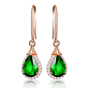 925 Sterling Silver Green Stone Elegant Amethyst Drop Earrings