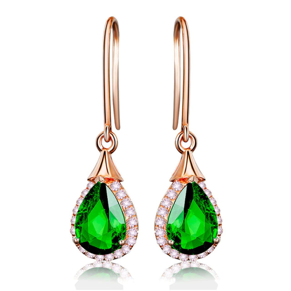 925 Sterling Silver Green Stone Elegant Amethyst Drop Earrings