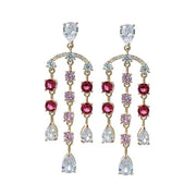 European Exaggerated Crystal Tassel Dangle Water Drop Cubic Zirconia Earrings