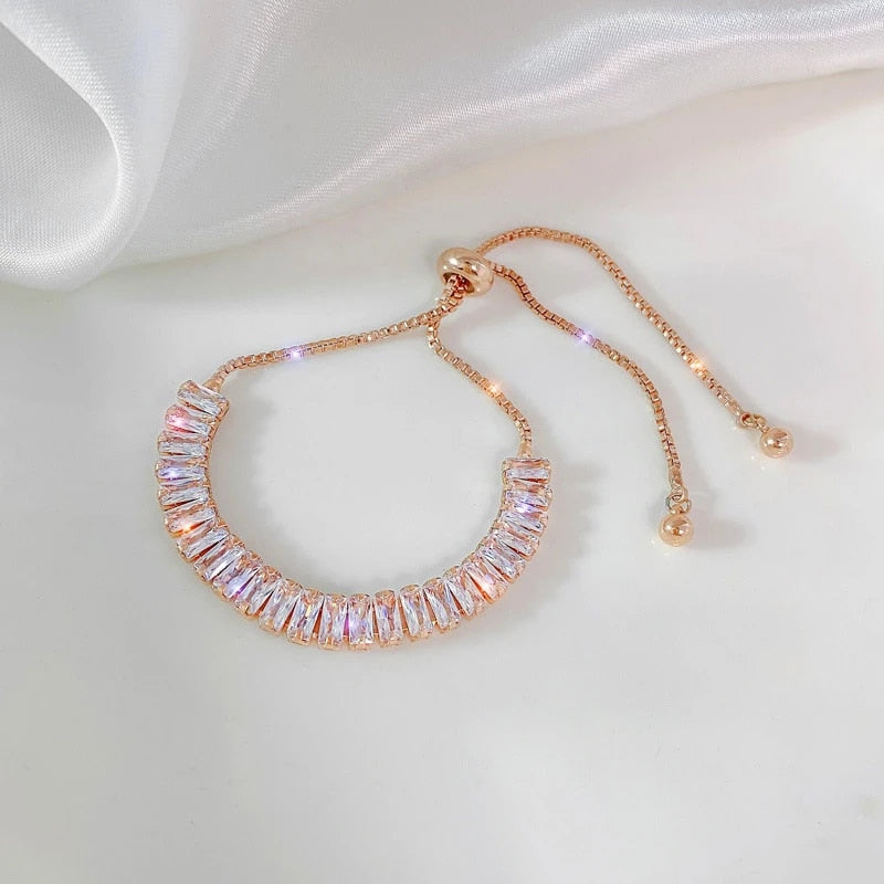 SILTAKI Rhinestone Rose Gold Designer Silver Shiny Luxury Bracelets