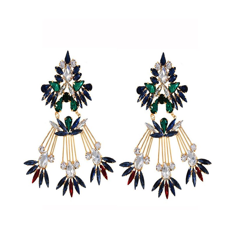 Baroque Vintage Big Crystals Flower Drop Earring