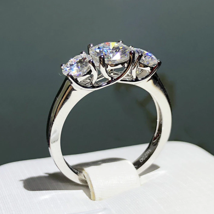 Sterling Silver Plated Adjustable Ring Women Diamond Shape Zircon