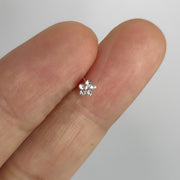925 Sterling Silver Nose Stud Fashion Flower Shape Crystal Nose Pin