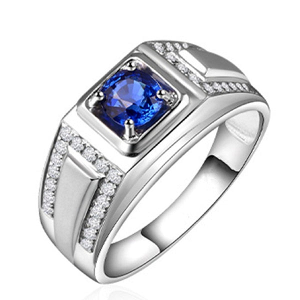 925 Silver Mens Ring Jewellry with Zircon Gemstones Open Adjustable Ring