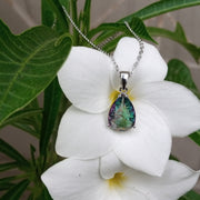 925 Silver Water Drop Multicolor Gemstone Pendant