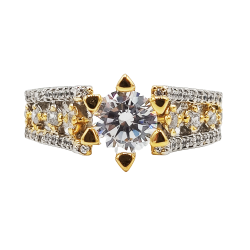 925 Sterling Silver Star Solitaire Gold Silver Ring