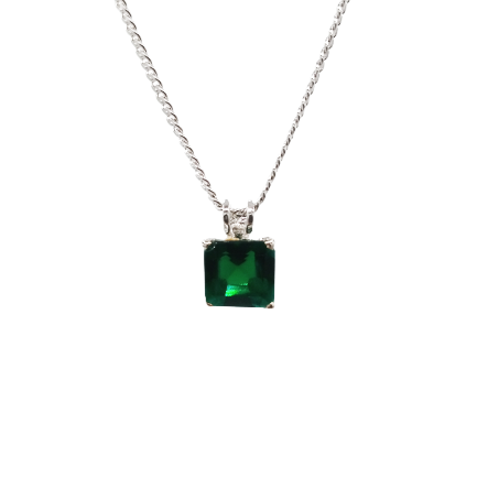925 Sterling Silver Green/Red & Blue Square Zircon Stone Pendants