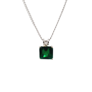 925 Sterling Silver Green/Red & Blue Square Zircon Stone Pendants