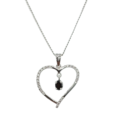 Black Heart Silver Pendant