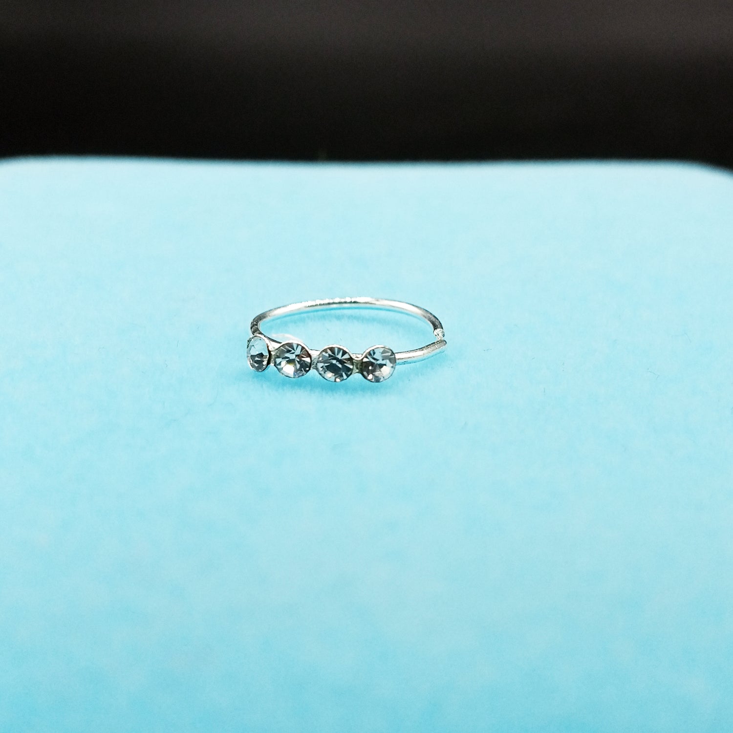 Copper Crystal Silver Plated Nose Hoop Ring