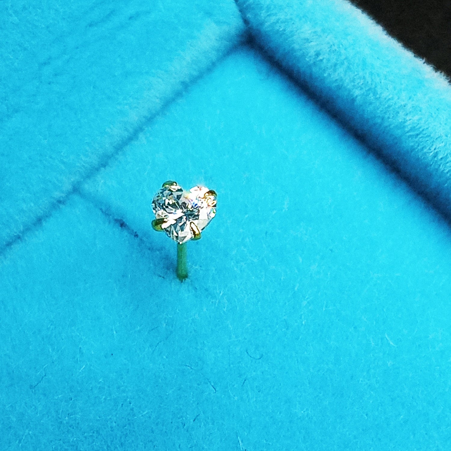 925 Sterling Silver Big Heart Cubic Zircon Gold Plated & Silver Color Nose Pins