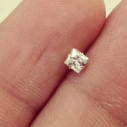 925 Sterling Silver Shiny Clear Cubic Square Zircon Nose Pin