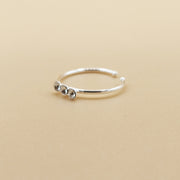 925 Sterling Silver 3 Gemstone Thin Nose Hoop Piercing 10mm Ring