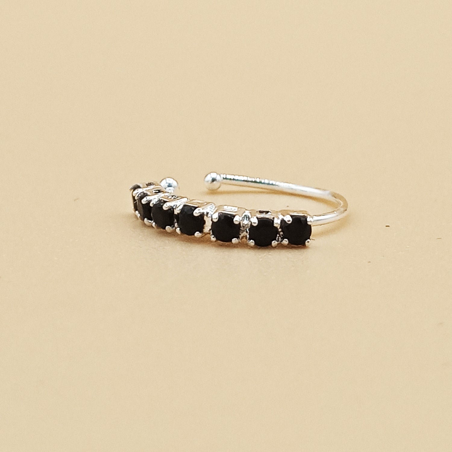 New Style 7 Stones Silver Color & Black Color 11mm Nose Piercing Nose Rings