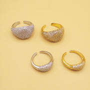 Siltaki Luxury Pave CZ Crystal Chunky Micro Cubic Zirconia Adjustable Rings