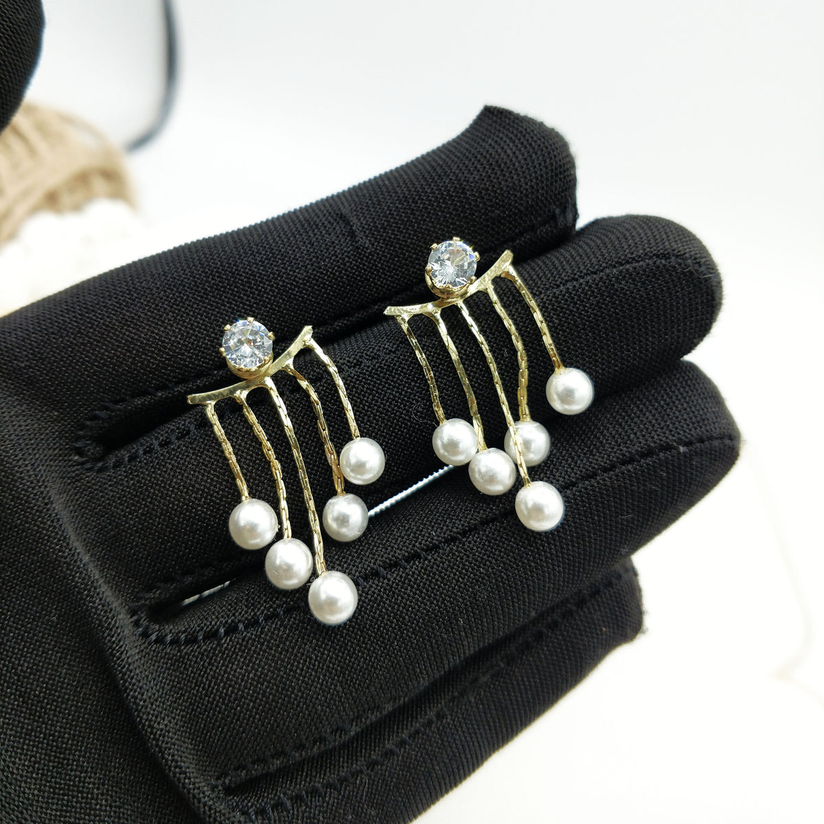 New Fashion Beautiful Zircon Pearl Tassel Drop Earrings