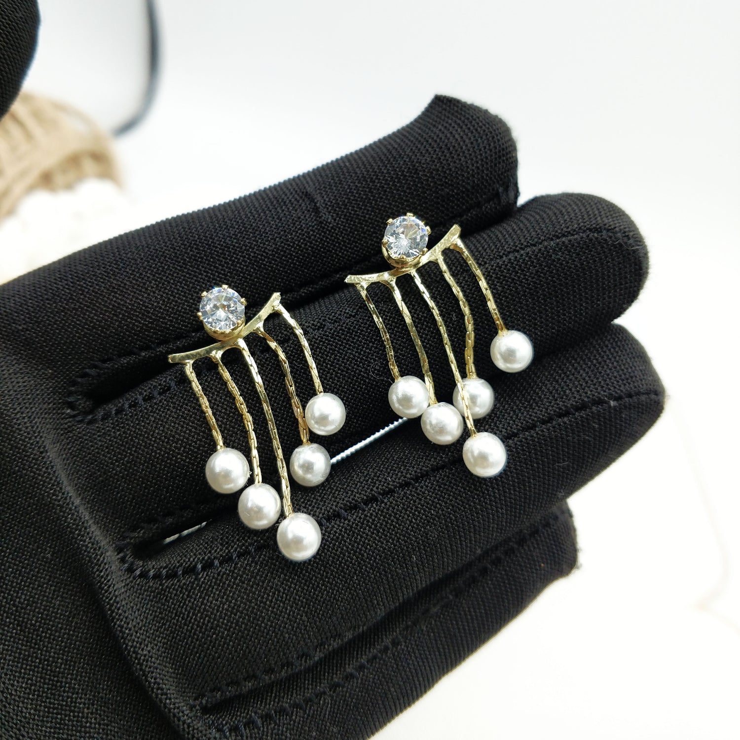 New Fashion Beautiful Zircon Pearl Tassel Drop Earrings