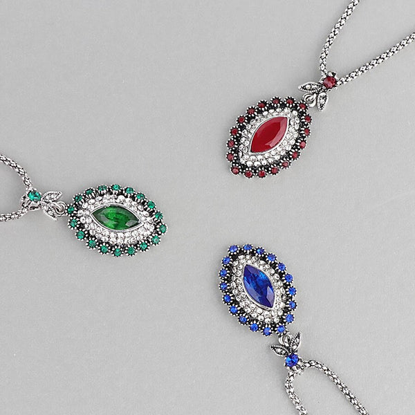 Vintage Turkish Jewelry 3 Colors Crystal Silver Color Pendents