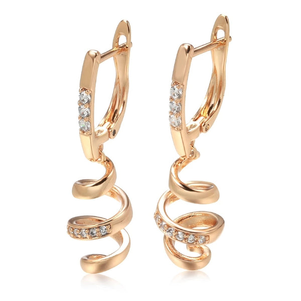 New 585 Rose Gold Color Plated Micro Zircon Elegant Drop Earrings