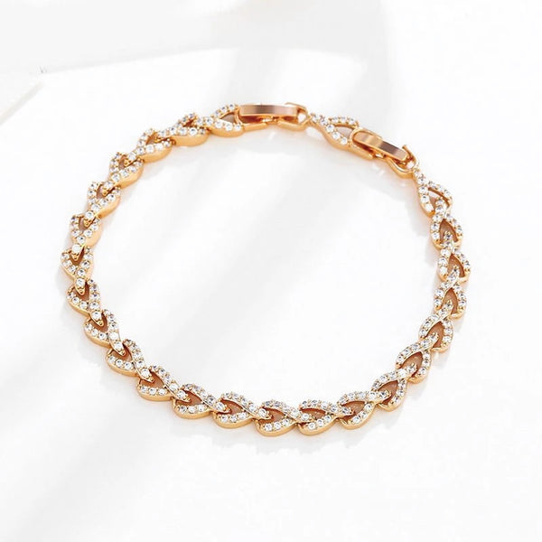 New Elegant Design Micro Inlay Zircon Gold Plated Bracelet
