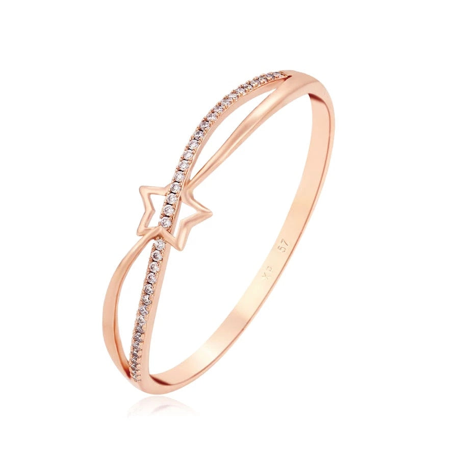 SILTAKI Micro Zircon Star Shape  57 mm Rose Gold Color Bangle