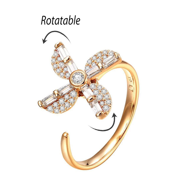 Spinning Rotated Fashion Jewelry Creative GOLD-COLOR 18 k AAA+ Cubic Zircon Adjustable Ring