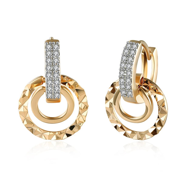 New Arrival Gold Color Round Shape Micro Zircon Earrings