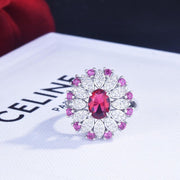 Luxury Stone Women Sliver Ring Stone Open Adjustable Ring