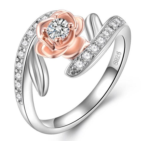 925 Silver Sparkling Vintage Flower Fit Anniversary Ring