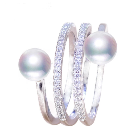 Fine Natural Freshwater Pearl 925 Sterling Silver Adjustable Ring