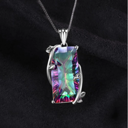 Rainbow Mystic Topaz Pendant Necklace 925 Sterling Silver