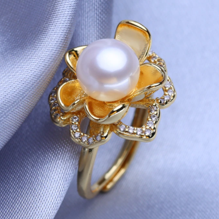 Natural Freshwater Pearl Adjustable Gold Color Ring