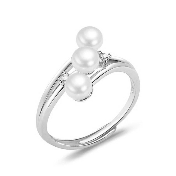 New Trendy Fine Pearl 925 Sterling Silver Elegant look Adjustable Ring