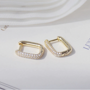 Creative Elegant Design Lock Square Earring 14K Real Gold Plated Exquisite Copper Inlaid Zircon Earrings