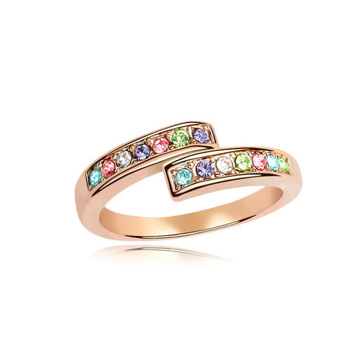 Simple Crystals Multi Stone Rose Gold Swarovski Ring