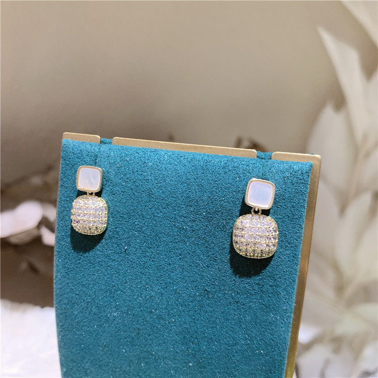 14K Gold Plated Exquisite Square Earrings Elegant Design