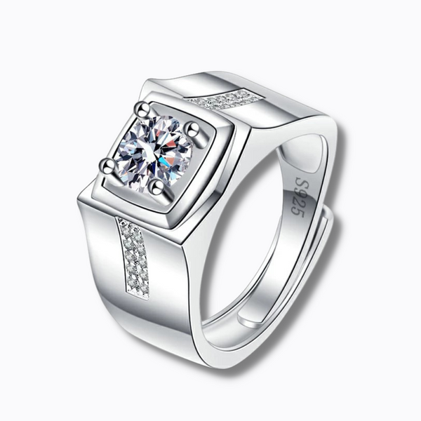 Men Ring 925 Silver Cubic Zirconia Gemstone Adjustable Ring