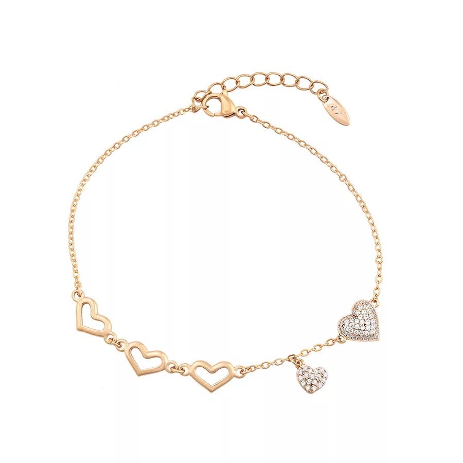 New Charm Luxury Hollow Heart Shape Cubic Zirconia Gold Plated Bracelet