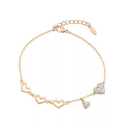 New Charm Luxury Hollow Heart Shape Cubic Zirconia Gold Plated Bracelet