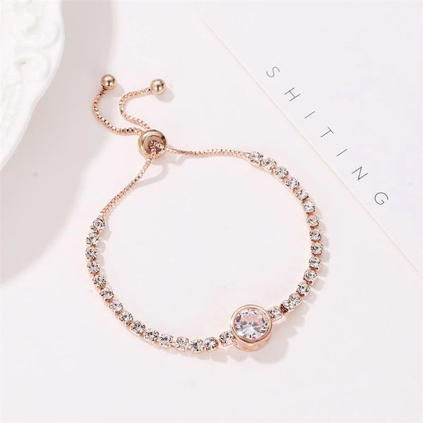 SILTAKI Crystal Rhinestone Elegant Luxury Rose Gold Adjustable Bracelets