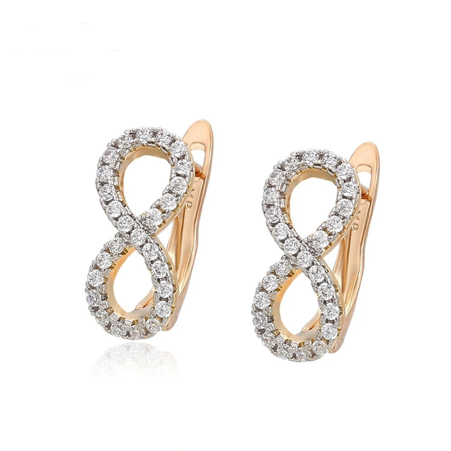 SILTAKI Gold Color Plated Micro Zircon Infinity Shape Hoop Earrings