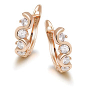 Zircon Oval Round Gold Color 18 k Hoop Earrings