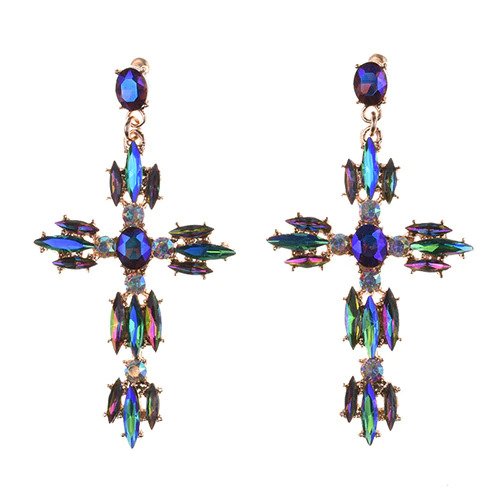 Luxury Crystal Large Big Statement Baroque Indian Rhinestone Dangle Earrings