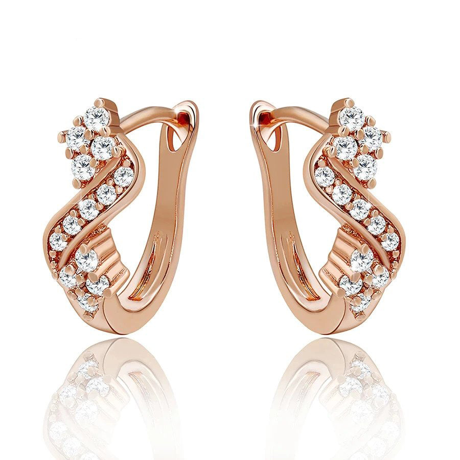Fashion Gold Plated Synthetic Cubic Zirconia Classic Style Hoop Earrings