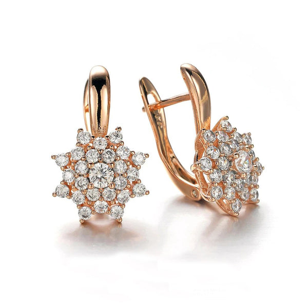 High Quality Octagonal Star Bronze Crystal Zircon Hoop Earrings