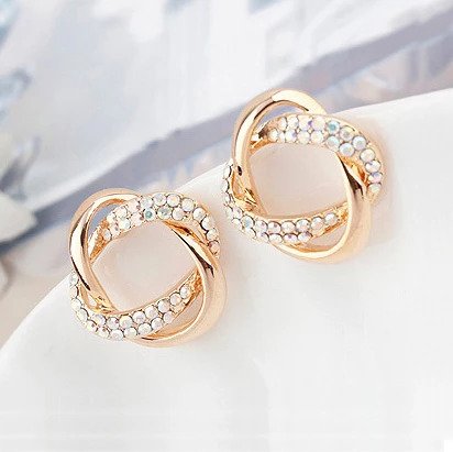 Elegant Design Champagne Gold Flower Crystal From Swarovski Party Stud Earrings