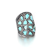 Natural Chips Stone Reiki Healing Crystal Micro Inlay Adjustable Ring
