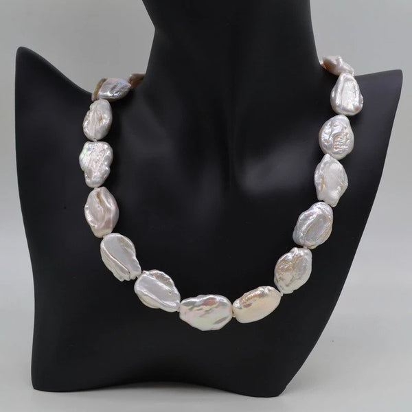 SILTAKI White Baroque Natural Freshwater Pearls Necklace