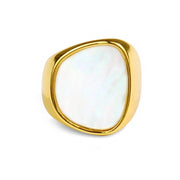 925 Sterling Silver Elegant Creative Vintage Geometric White Shell Adjustable Rings