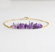 Natural Amethysts Quartz Freeform Chip Beads Gold Color Bracelets
